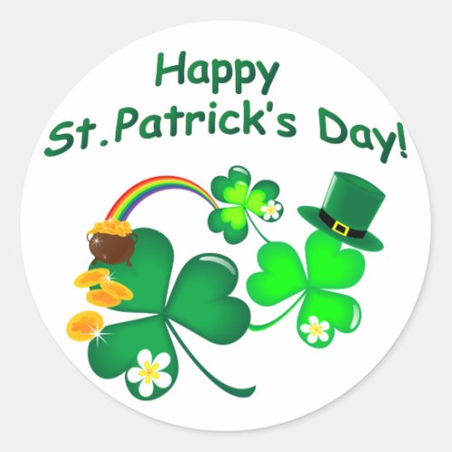 Happy St Patricks Day Classic Round Sticker