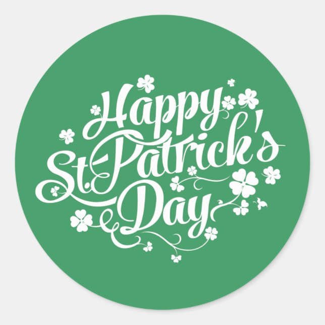 Happy St. Patrick's Day Classic Round Sticker (Front)