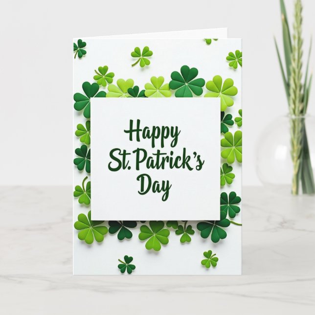 Happy St Patricks Day Clover Card (Front)