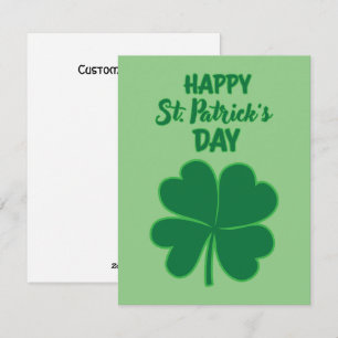 Happy St. Patrick's Day Clover Custom Message Holiday Card