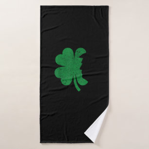 Happy St Patrick's Day Clover Leaf Trump Distresse Bath Towel