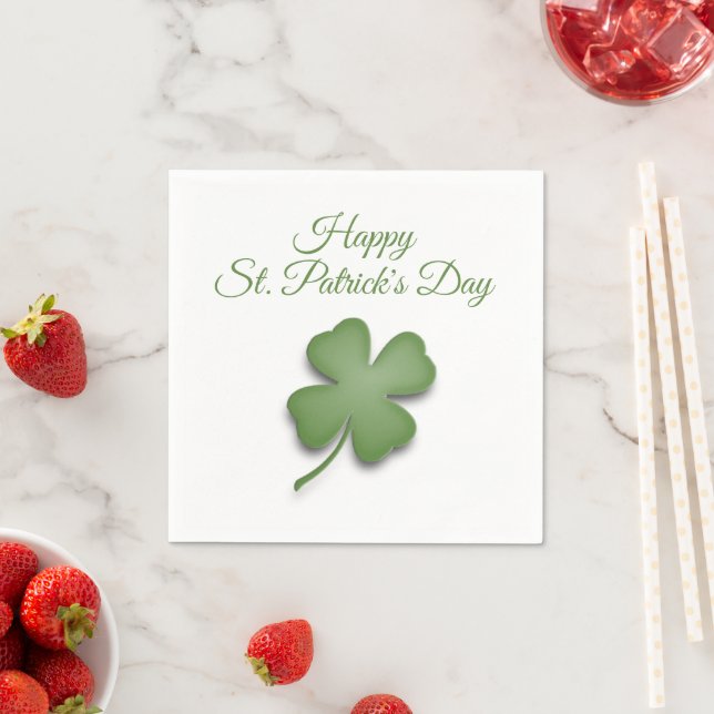 Happy St Patrick's Day Clover Napkins (Insitu)