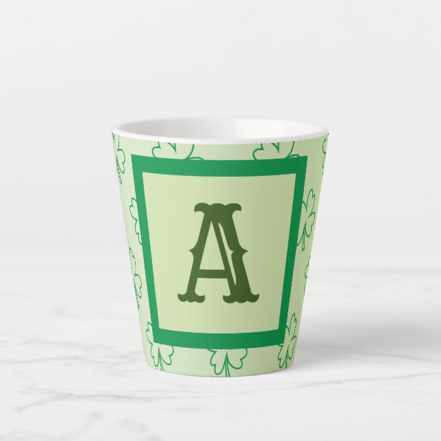 Happy St Patrick's day clover shamrock monogram Latte Mug (Front)