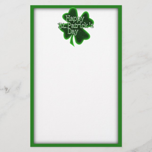 Happy St. Patricks Day Clover Stationery (Front)