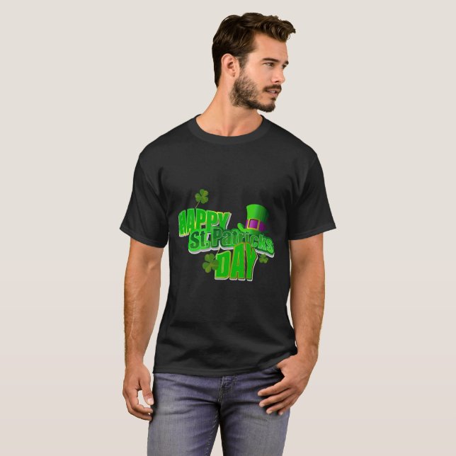 Happy St. Patrick's Day Clovers T-Shirt (Front Full)