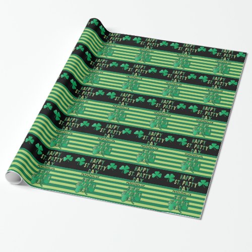 Happy St Patricks Day  Clovers Wrapping Paper