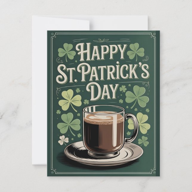 Happy St Patricks Day Coffee Card Art (Front)
