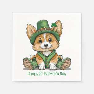 Happy St. Patrick's Day Corgi Dog Napkins