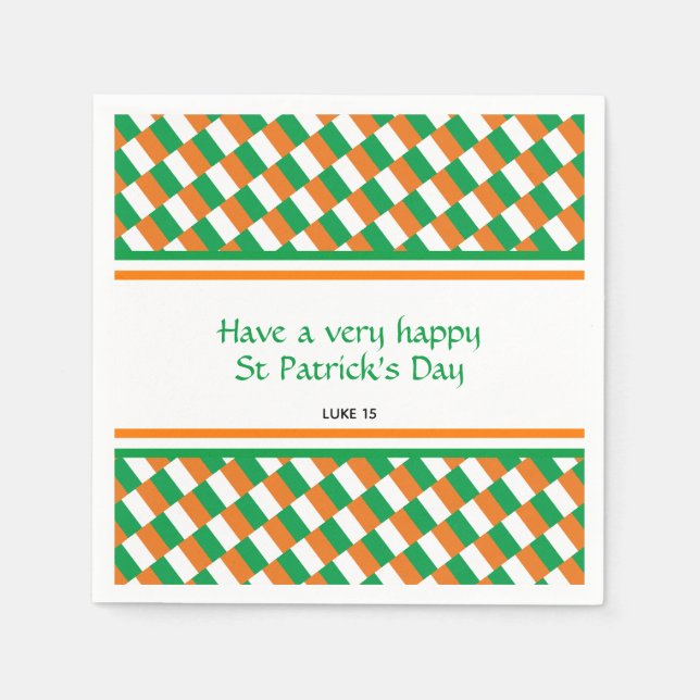 Happy St Patricks Day Custom Patriotic Irish Flag Napkins (Front)