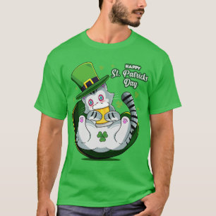 Happy St. Patrick's Day! Cute Cat Funny T-Shirt