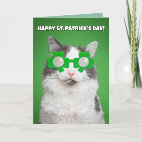 Happy St Patricks Day Cute Cat Holiday Card