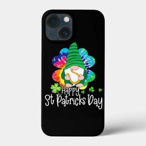 Happy St Patricks Day Cute Gnome Tie Dye Shamrock iPhone 13 Mini Case