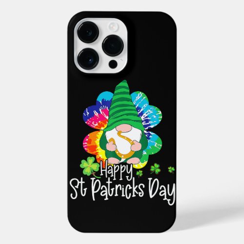 Happy St Patricks Day Cute Gnome Tie Dye Shamrock iPhone 14 Pro Max Case