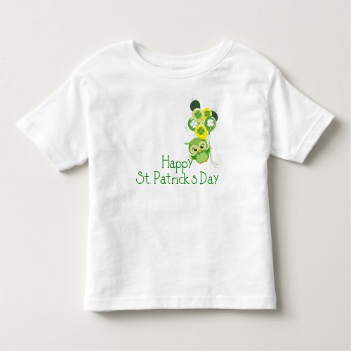 Happy St Patricks Day Cute Green Owl Balloons Toddler T_shirt