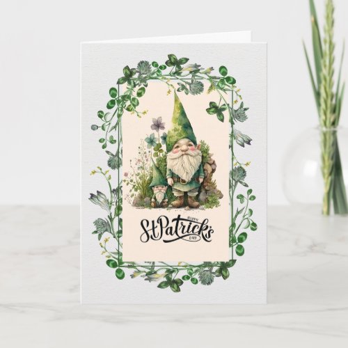 Happy St Patricks Day Cute Irish Gnomes   Card