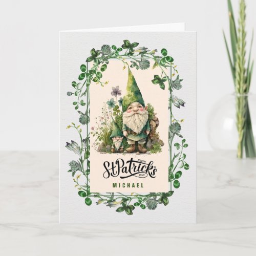 Happy St Patricks Day Cute Irish Gnomes Custom  Card