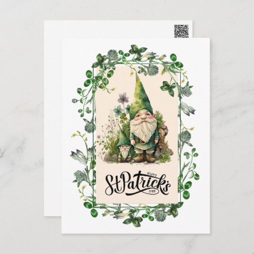 Happy St Patricks Day Cute Irish Gnomes Postcard