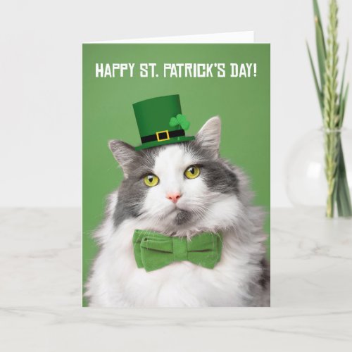 Happy St Patricks Day Cute Kitty in Green Holiday Card