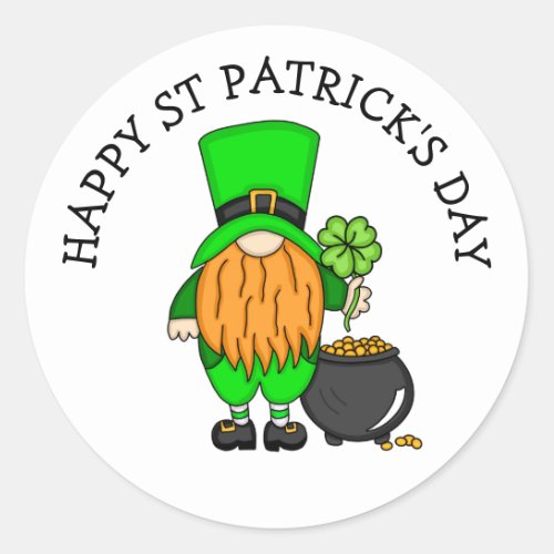 Happy St Patricks Day  Cute Leprechaun Classic Round Sticker