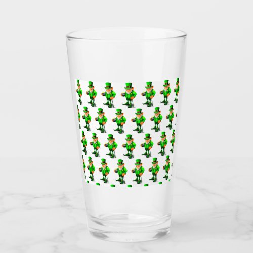 HAPPY STPATRICKS DAY CUTE LEPRECHAUN glass