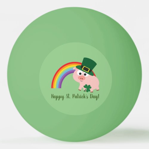 Happy St Patricks Day Cute Leprechaun Pig Bottle Ping Pong Ball