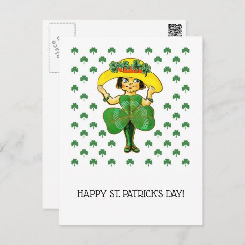 Happy St Patricks Day Cute Little Irish Girl Postcard