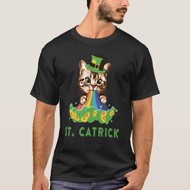 Happy St Patrick's Day Cute Lucky Cat Kitten Irish T-Shirt (Front)