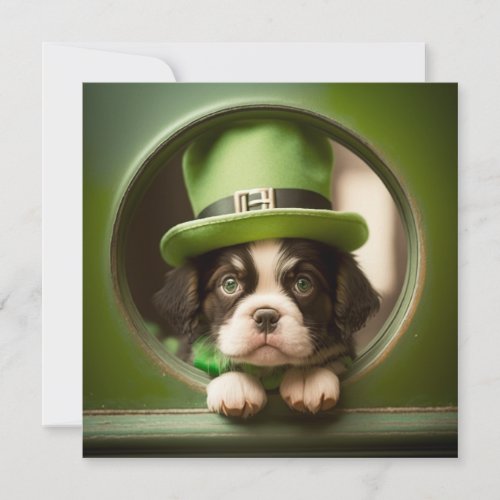 Happy St Patricks Day Cute Puppy Card