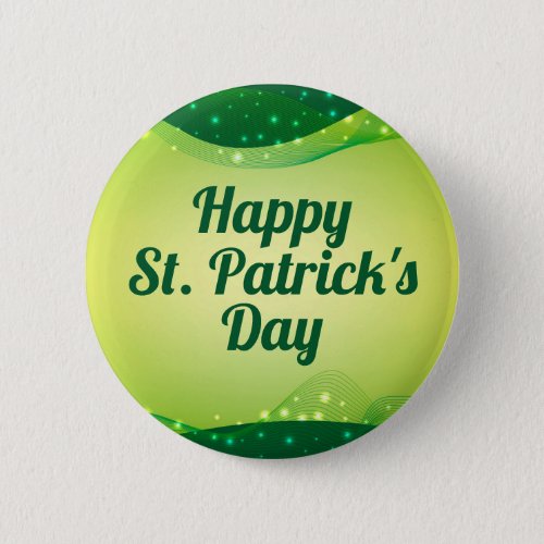 Happy St Patricks Day Cute Sparkle Green Button