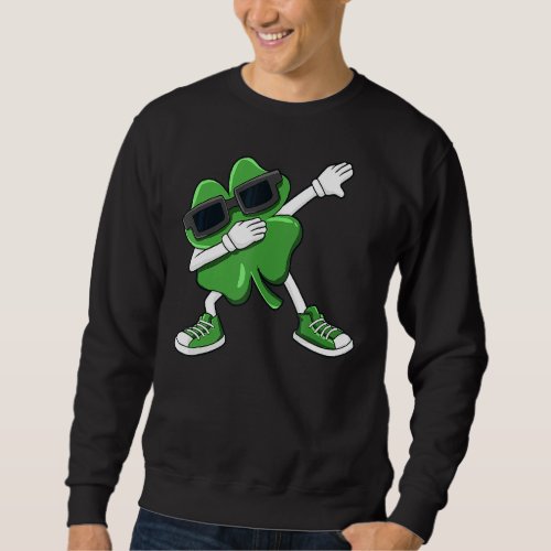 Happy St Patricks Day Dabbing Shamrock Boys Girls  Sweatshirt