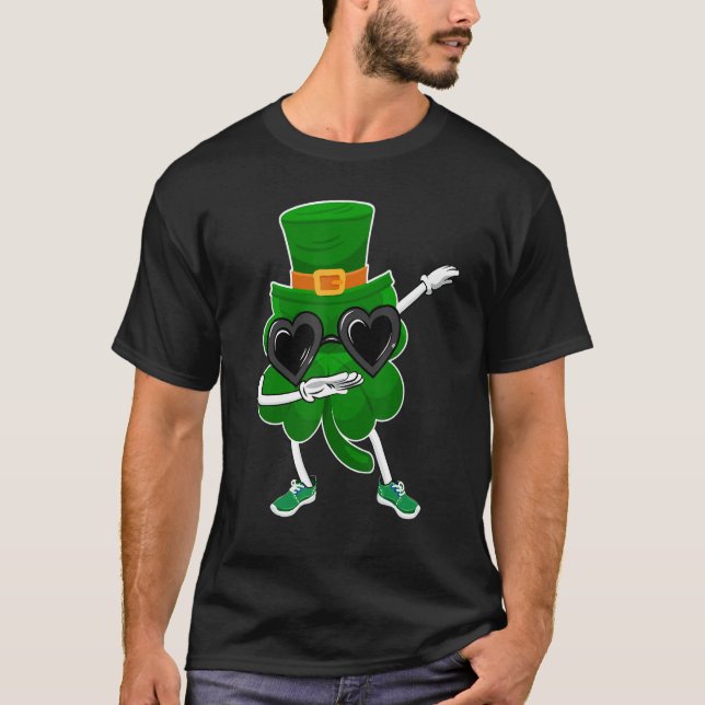Happy St Patricks Day Dabbing Shamrock Hat Hip Hop T-Shirt (Front)