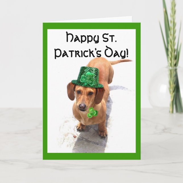 Happy St. Patrick's Day  Dachshund greeting card (Front)