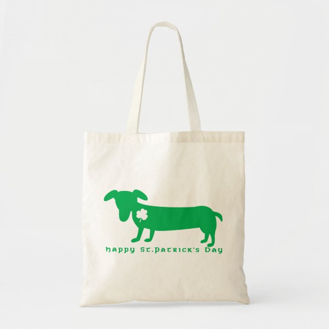 Happy St. Patrick's Day Dachshund Tote Bag (Front)