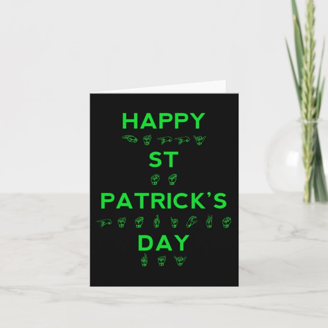 Happy St Patricks Day Deaf Pride Sign Language ASL Card (Front)