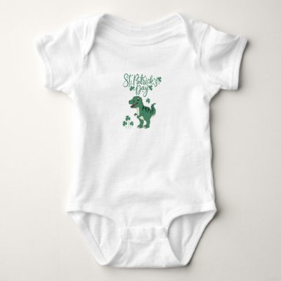 Happy St. Patrick's Day Dino Baby Outfit Baby Bodysuit