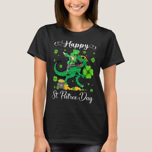 Happy St Patricks Day Dinosaur Dabbing Leprechaun  T_Shirt