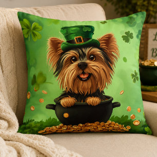 Happy St Patricks Day Dog Throw Pillow
