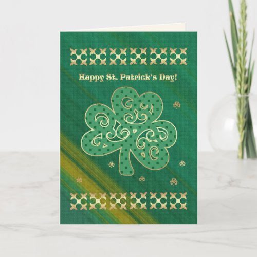 Happy St Patricks Day  Elegant Gold Shamrock Card
