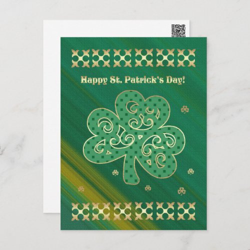 Happy St Patricks Day Elegant Gold Shamrock Postcard