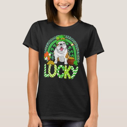 Happy St Patricks Day English Bulldog Leprechaun S T_Shirt