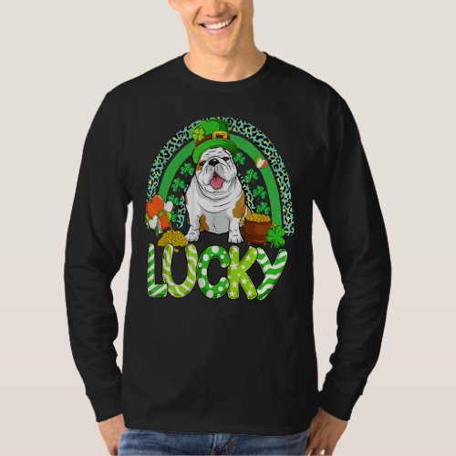 Happy St Patricks Day English Bulldog Leprechaun S T_Shirt
