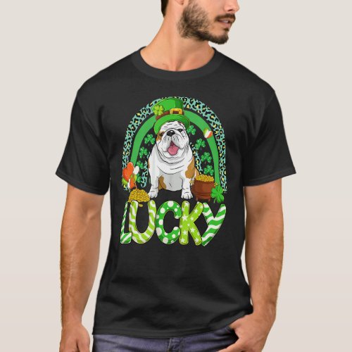 Happy St Patricks Day English Bulldog Leprechaun S T_Shirt