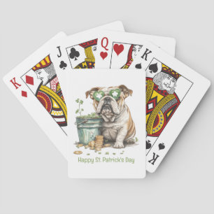 Happy St. Patrick's Day English Bulldog Poker Cards