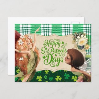 Happy St. Patrick's Day Fairies  Postcard