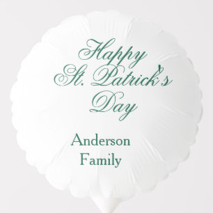 Happy St. Patrick's day family name green sminimal Balloon