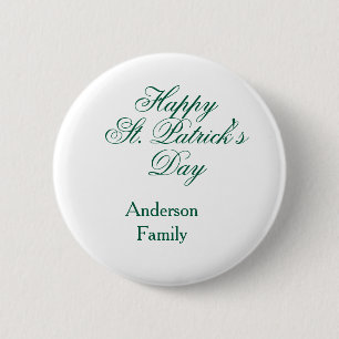 Happy St. Patrick's day family name green sminimal Button