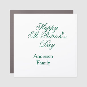 Happy St. Patrick's day family name green sminimal Car Magnet
