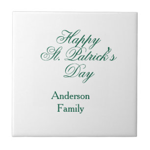 Happy St. Patrick's day family name green sminimal Ceramic Tile