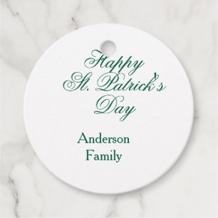 Happy St. Patrick's day family name green sminimal Favor Tags