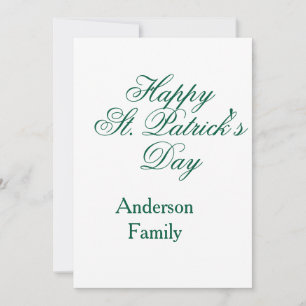 Happy St. Patrick's day family name green sminimal Invitation